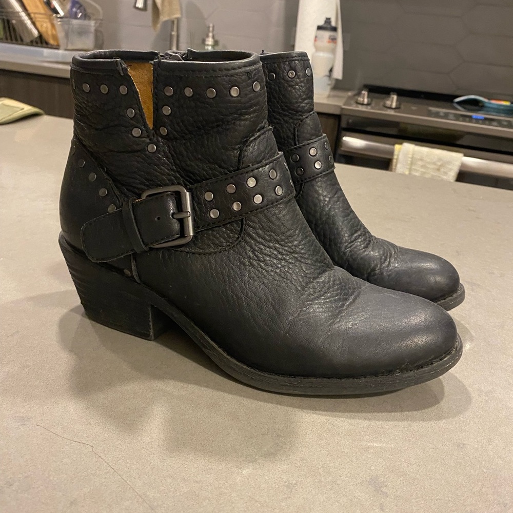 Sofft Black Leather Studded Ankle Booties